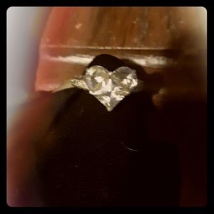 Cz and diamond sterling silver ring